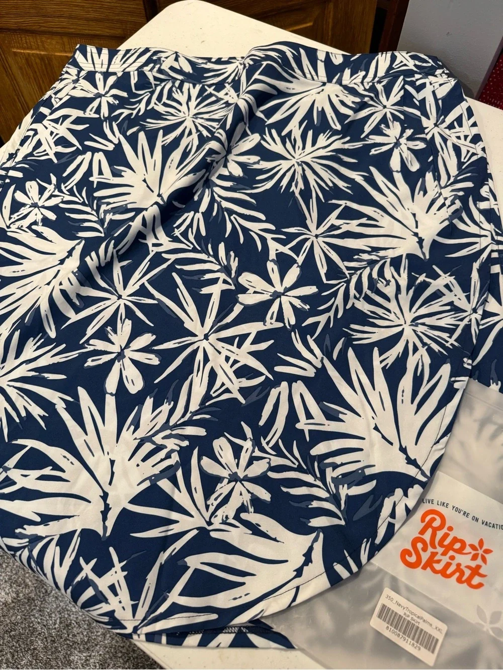 Rip Skirt Navy Tropical Palm Print Skirt xxl - Picture 2 of 3